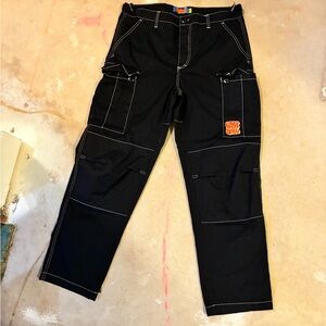 Empyre Black Cargo Pants with White Stitching